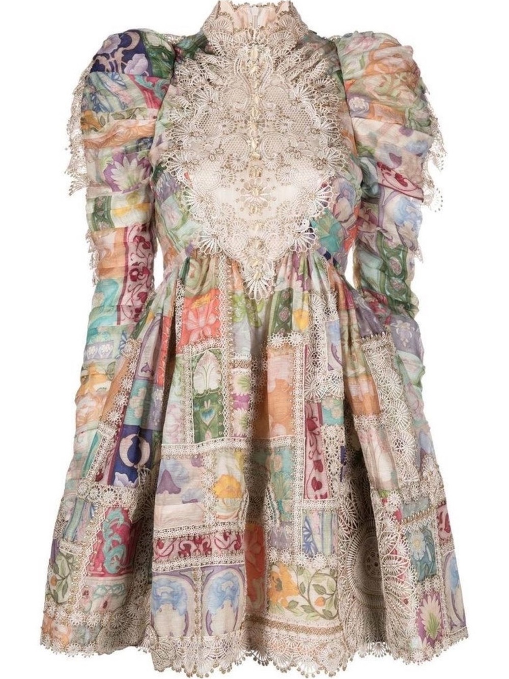 Zimmermann Cosmic Zodiac Doily Mini Dress 0 Floral Tile US 4 Linen Silk Runway - Picture 3 of 16